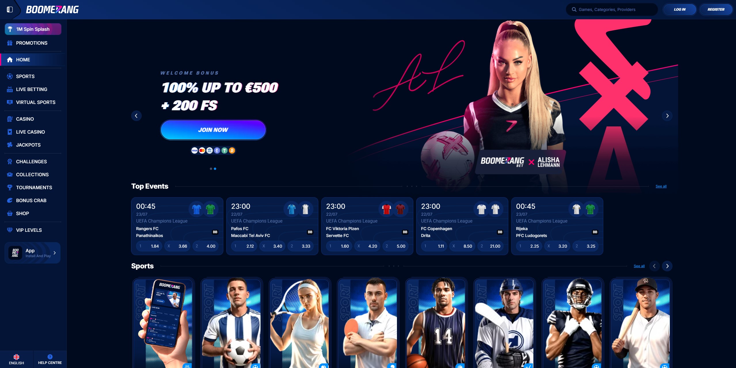 Boomerang Casino interface on mobile and desktop